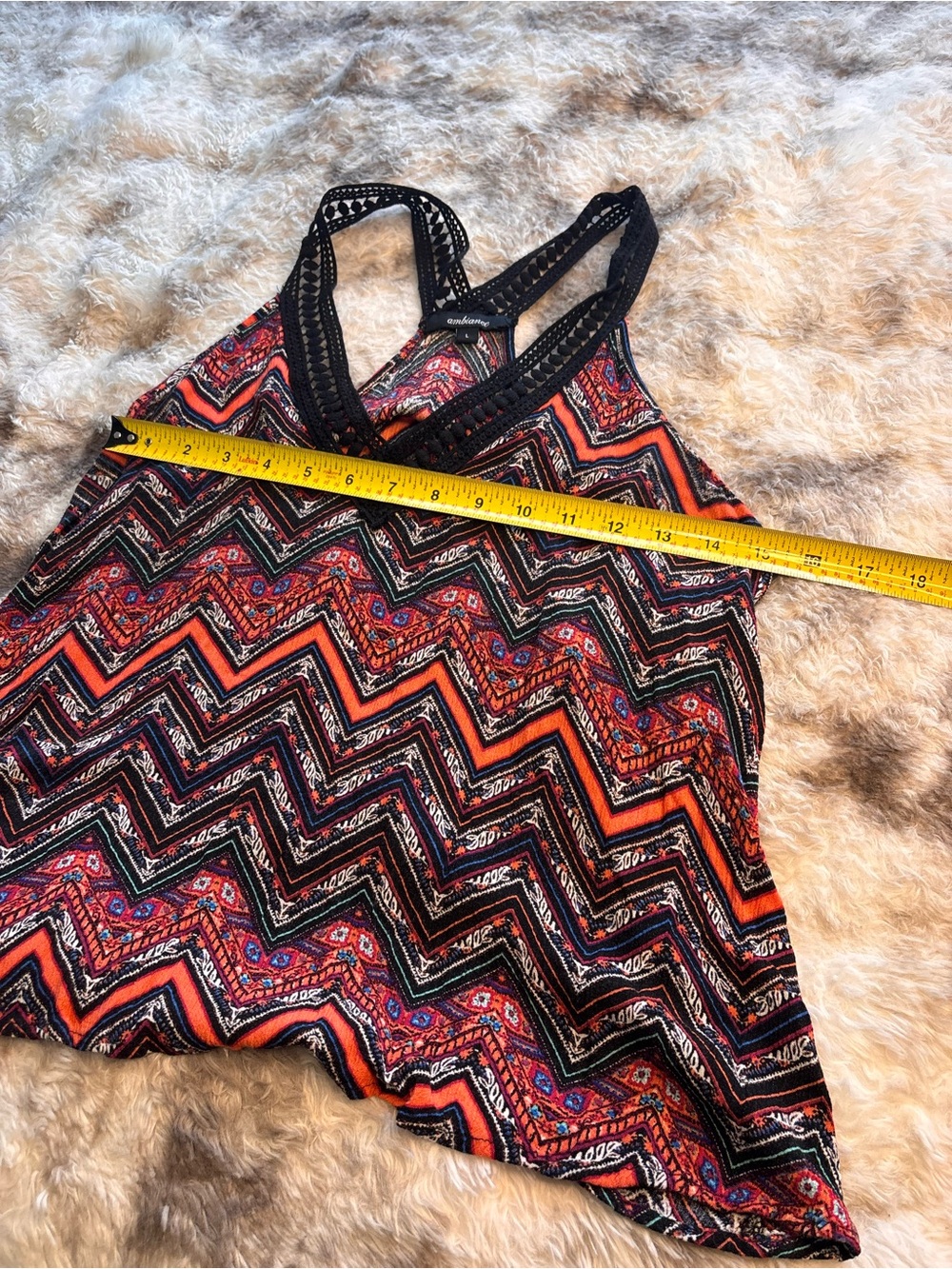 Ambiance Zigzag Chevron Lace-Trim Cami in Red and Black - Picture 4 of 6
